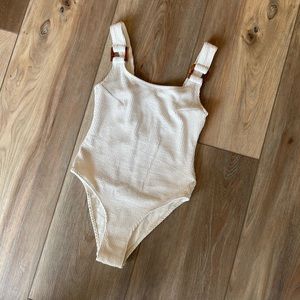 HM White Ribbed One Piece Swimsuit